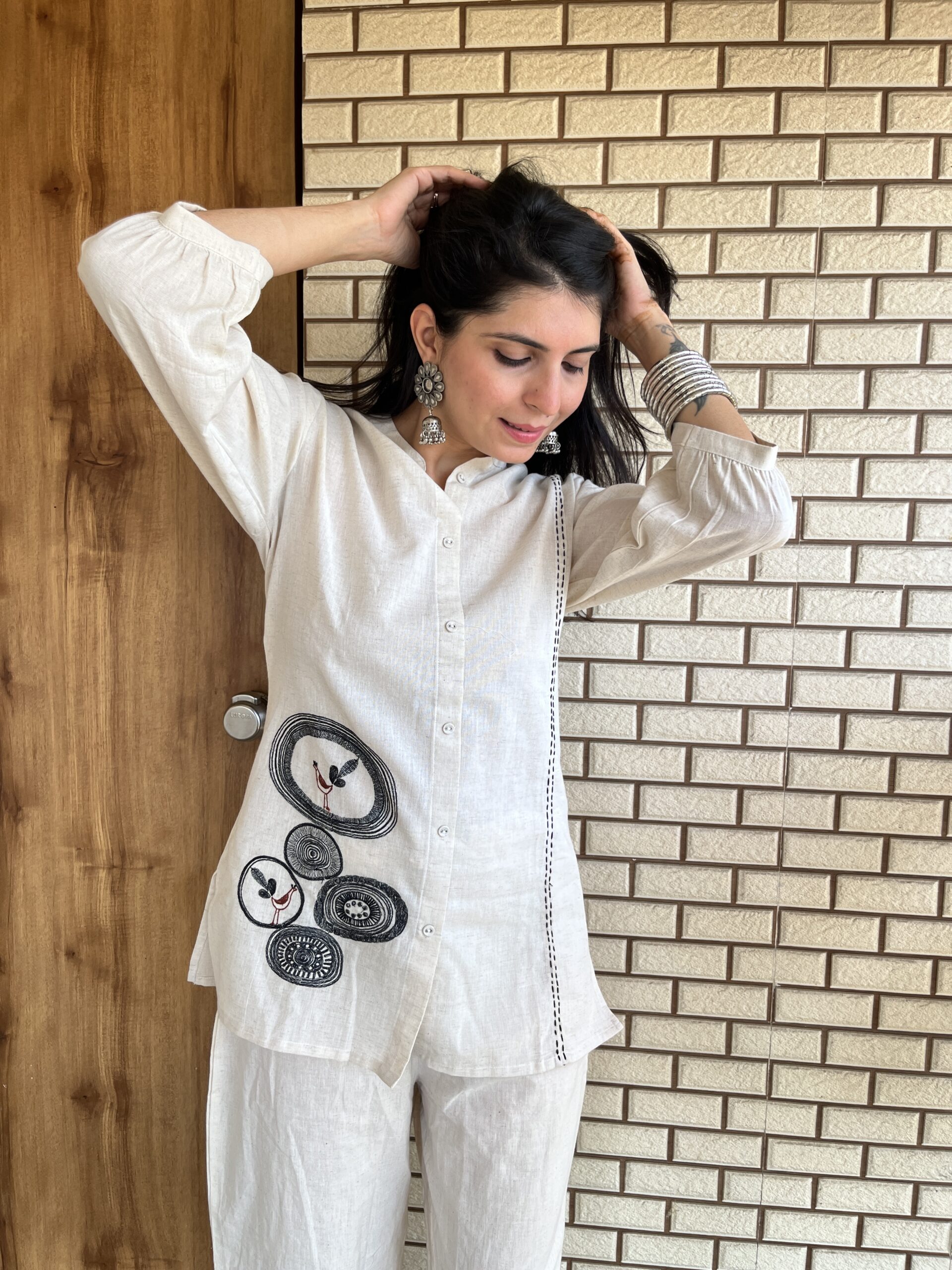 Sparrow Off-White Embroidered Cord Set - Image 9
