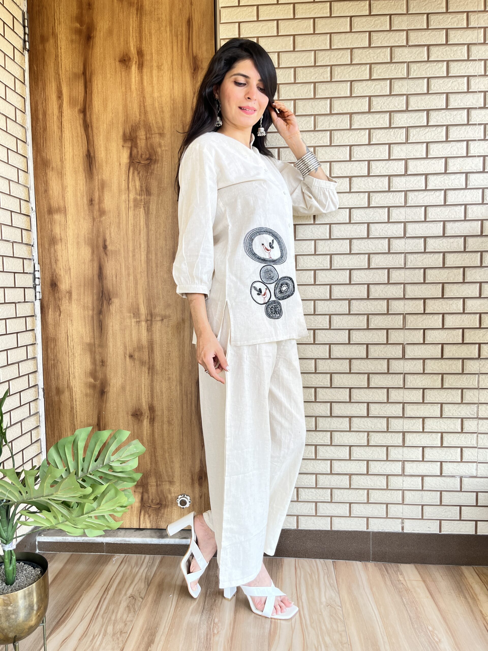 Sparrow Off-White Embroidered Cord Set - Image 2