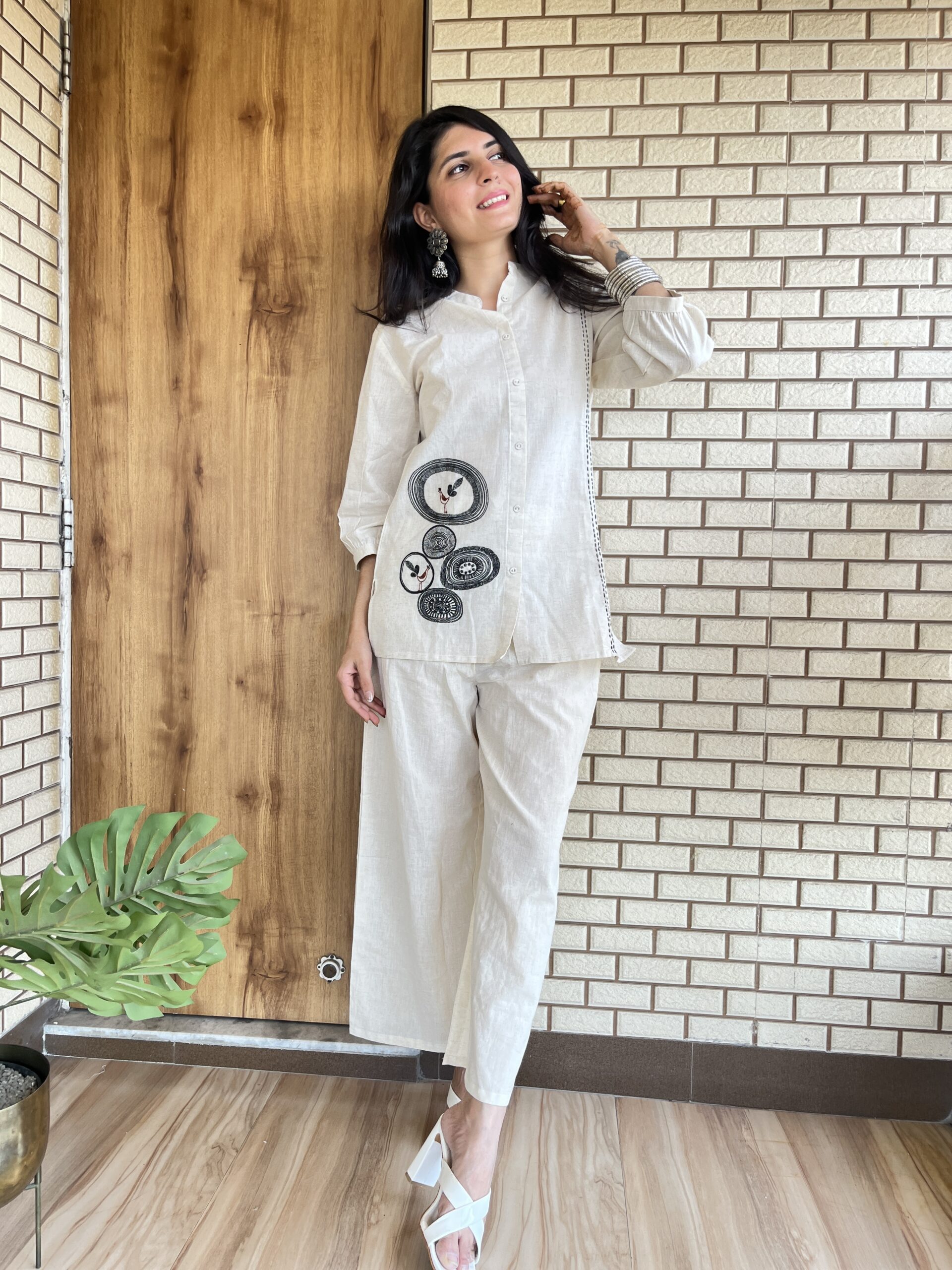 Sparrow Off-White Embroidered Cord Set - Image 5