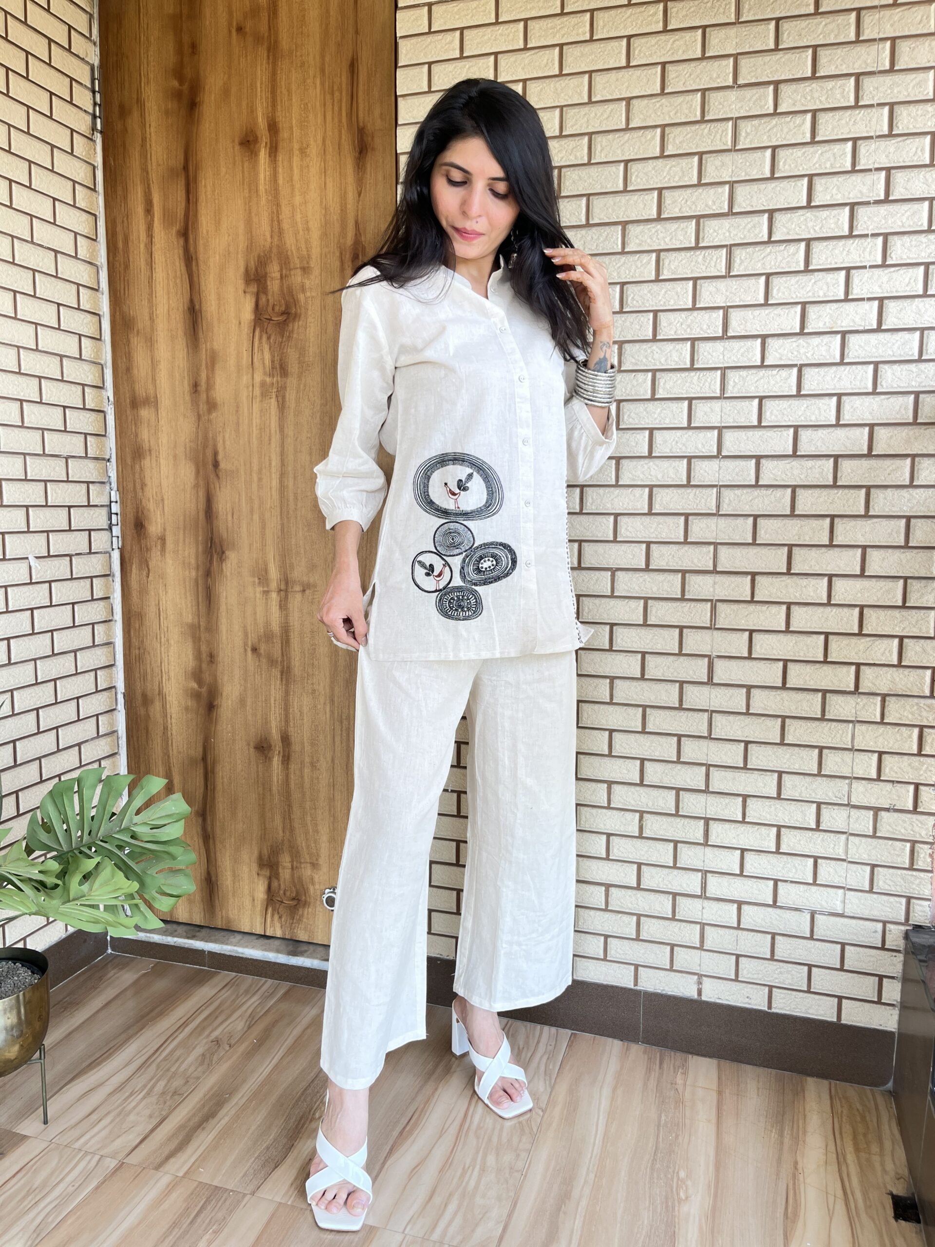 Sparrow Off-White Embroidered Cord Set - Image 6