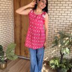 Samba Pink Block Print Sleeveless Cotton Top - XL